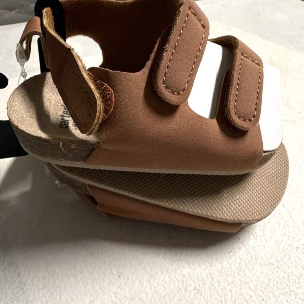 Carter's Child 3/6m of Mine Brown Baby Sandals Hook & Loop Adjustable Strap - Picture 6 of 7